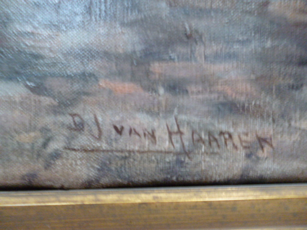 Dirk Johannes van Haaren - olieverf -  Aan de kade kopen? Bied vanaf 500!