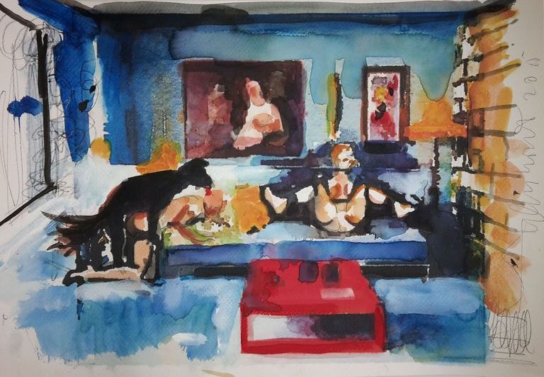 Peter Klashorst - Doggy style - gemengde techniek op papier - gesigneerd - 2015 kopen? Bied vanaf 55!