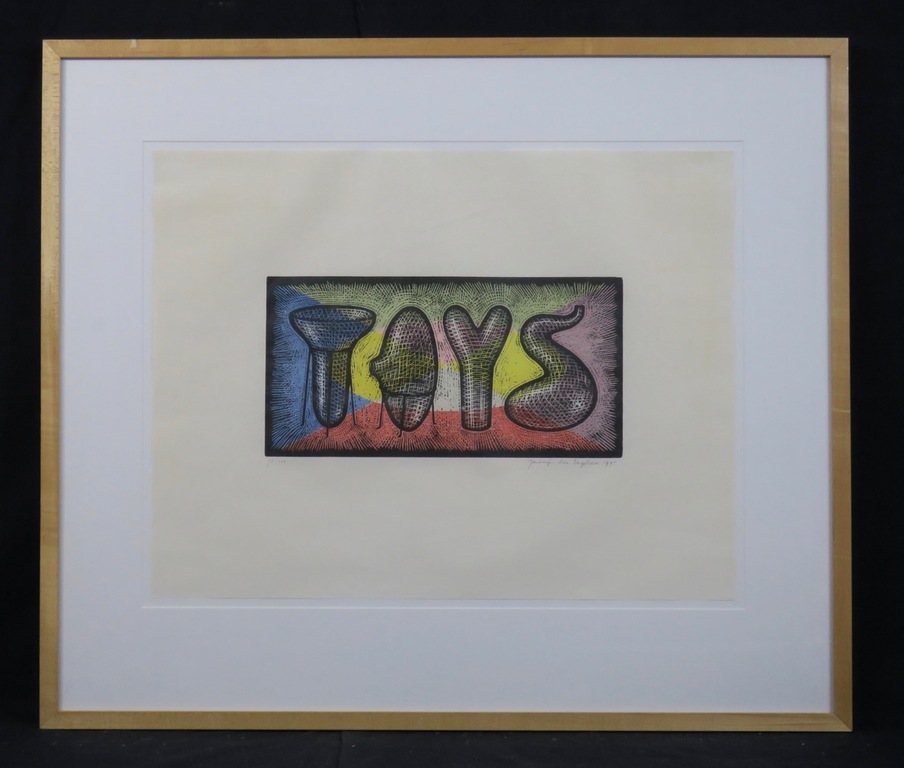 Jacomijn den Engelsen: Houtsnede, Zonder titel - Ingelijst kopen? Bied vanaf 20!