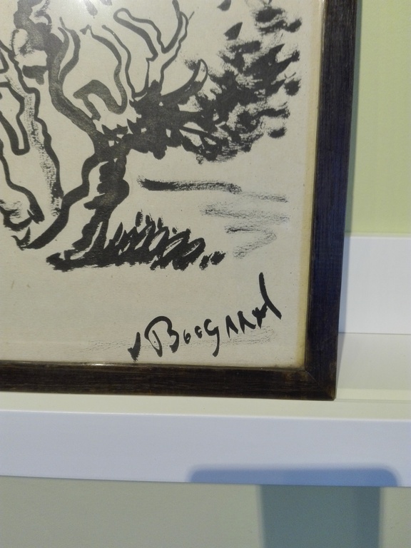 Impressionistische tekening, inkt op papier, dorpsgezicht met bomen kopen? Bied vanaf 1!