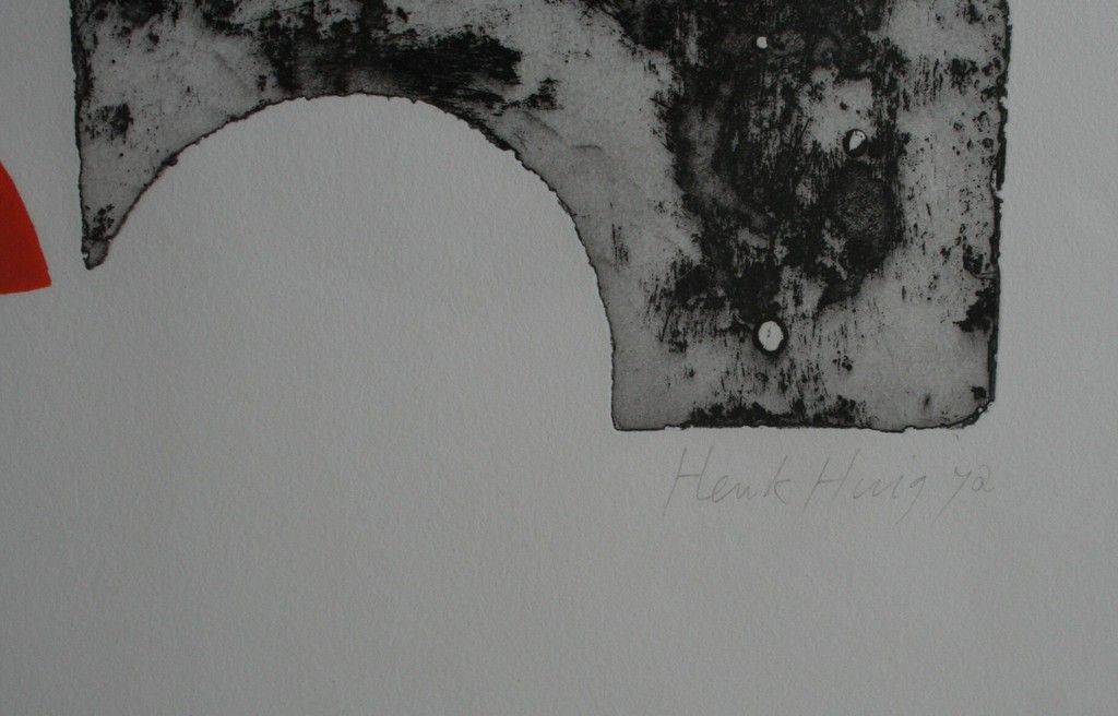Henk Huig, ets  'bewerkte plaatdruk', 1972, gesigneerd. kopen? Bied vanaf 10!