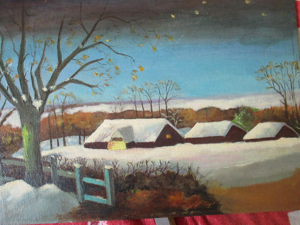 Niet of onleesbaar gesigneerd - Ongesigneerd - Olieverf op schilderskarton - besneeuwd landschap kopen? Bied vanaf 1!