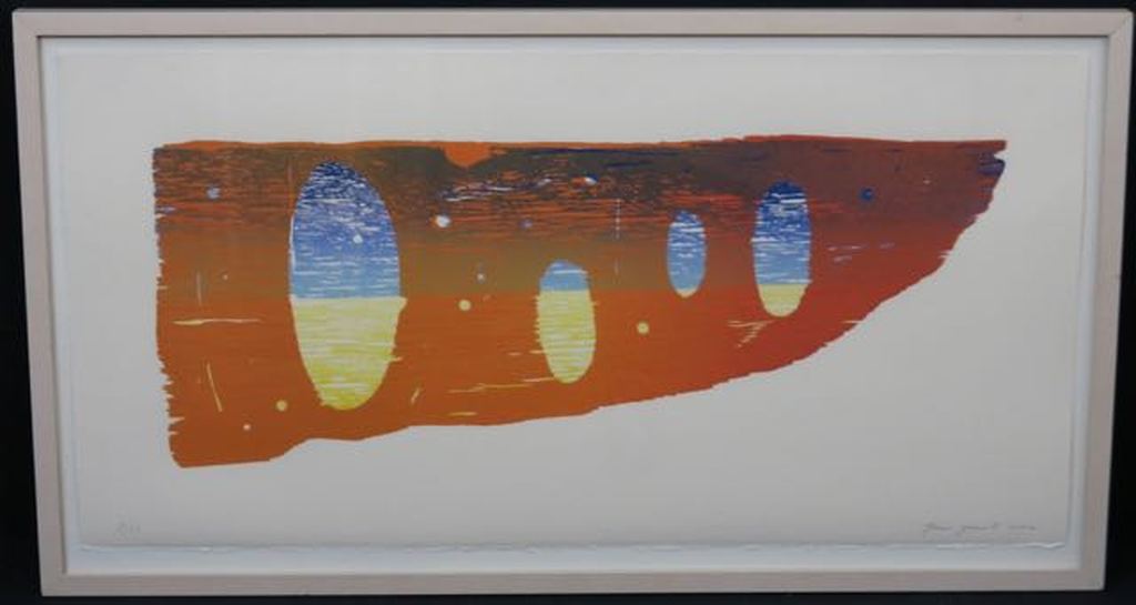 Joris Geurts:: Houtsnede, Zonder titel (liggend) -Ingelijst kopen? Bied vanaf 40!