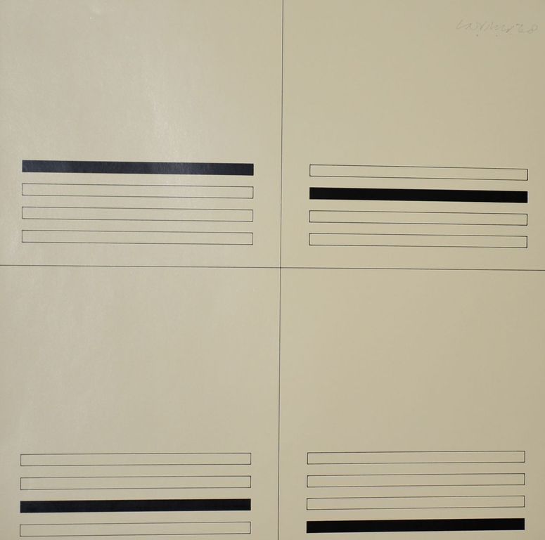 Carel Visser: Zeefdruk. Compositie met lijnen kopen? Bied vanaf 100!