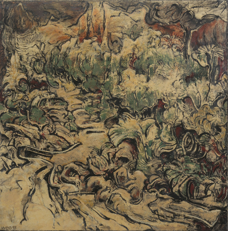 Hans van den Boogaard: Gemengde techniek op papier, Z.T. - Ingelijst kopen? Bied vanaf 120!