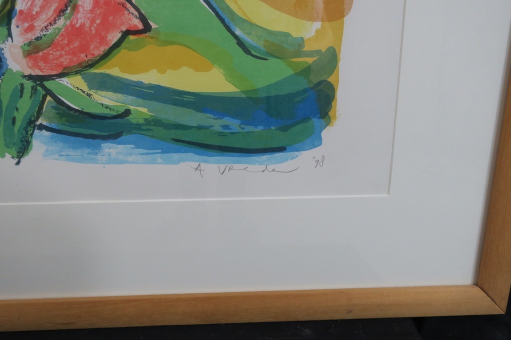 Anton Vrede: Litho, Elephants and flowers - Ingelijst (Groot!) kopen? Bied vanaf 60!