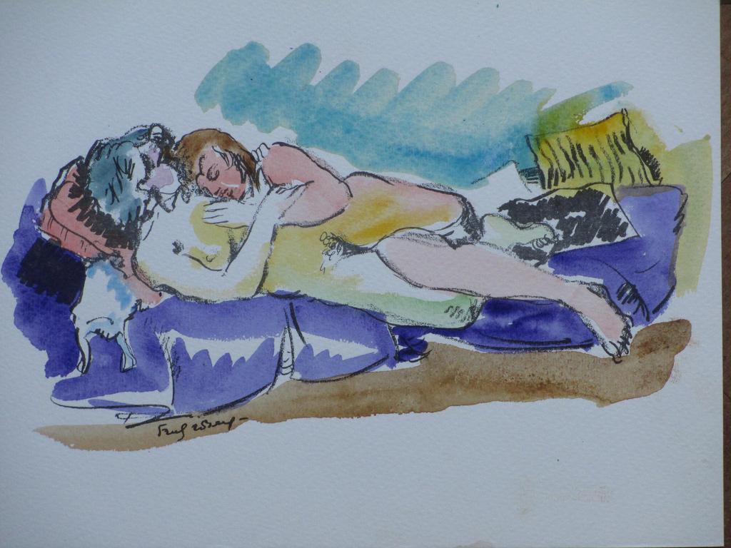 Freek van den Berg, Vriendinnen op de sofa, Handgekleurde litho sold for € 45!