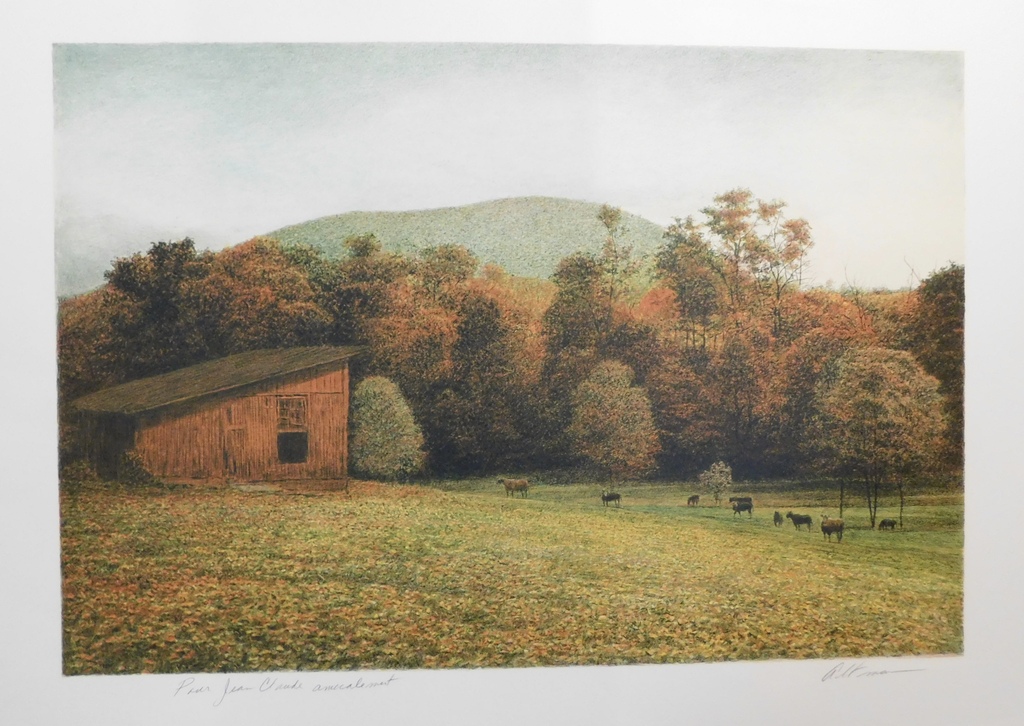 Harold Altman - Kleurenlitho - Sheep Barn at Fall kopen? Bied vanaf 35!