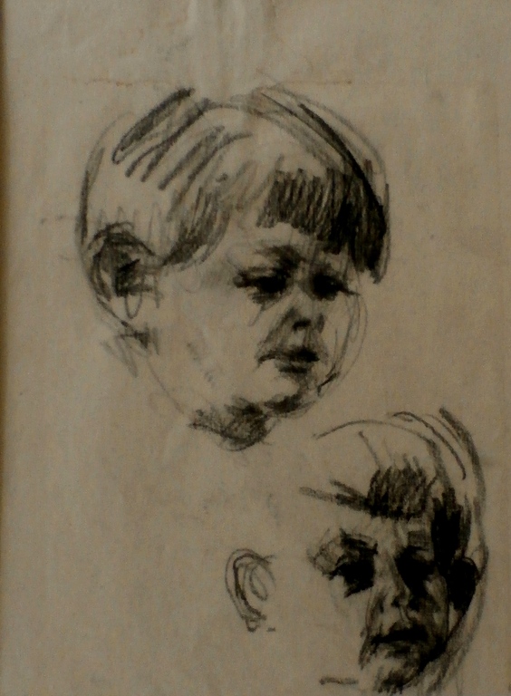 Onbekende kunstenaar - tekening: 2 kinderen kopen? Bied vanaf 1!