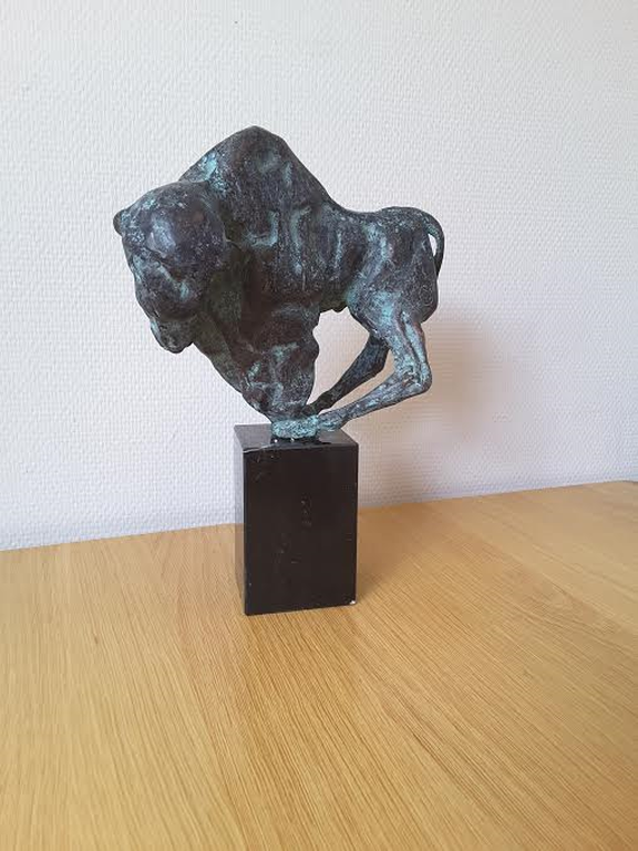 Theo Mackaay Bison mooi Groen Gepatineerd AANBIEDING !!!! verkocht voor € 895!