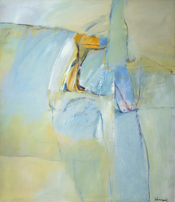 Rob Weddepohl - Abstract, acrylverf op doek (ingelijst, groot) verkocht voor € 80!
