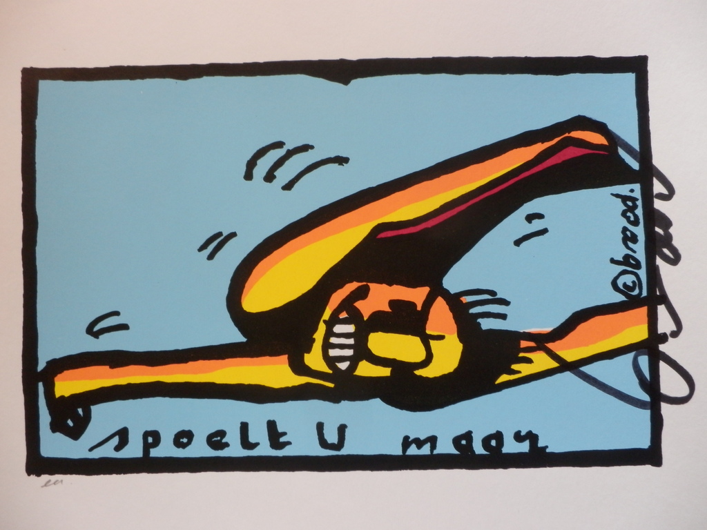 HERMAN BROOD, Gelimiteerde en HANDGESIGNEERDE Zeefdruk SPOELT U MAAR kopen? Bied vanaf 1!