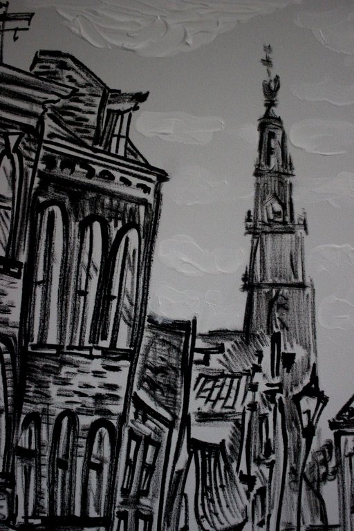 Elena Polyakova: Acrylverf , Een straat met Westerkerk in Amsterdam kopen? Bied vanaf 95!
