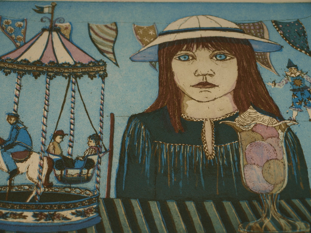 Laetitia de Haas (1948)–Kleurents–Een kleine kermis–Gesigneerd & ingelijst-1977 kopen? Bied vanaf 75!