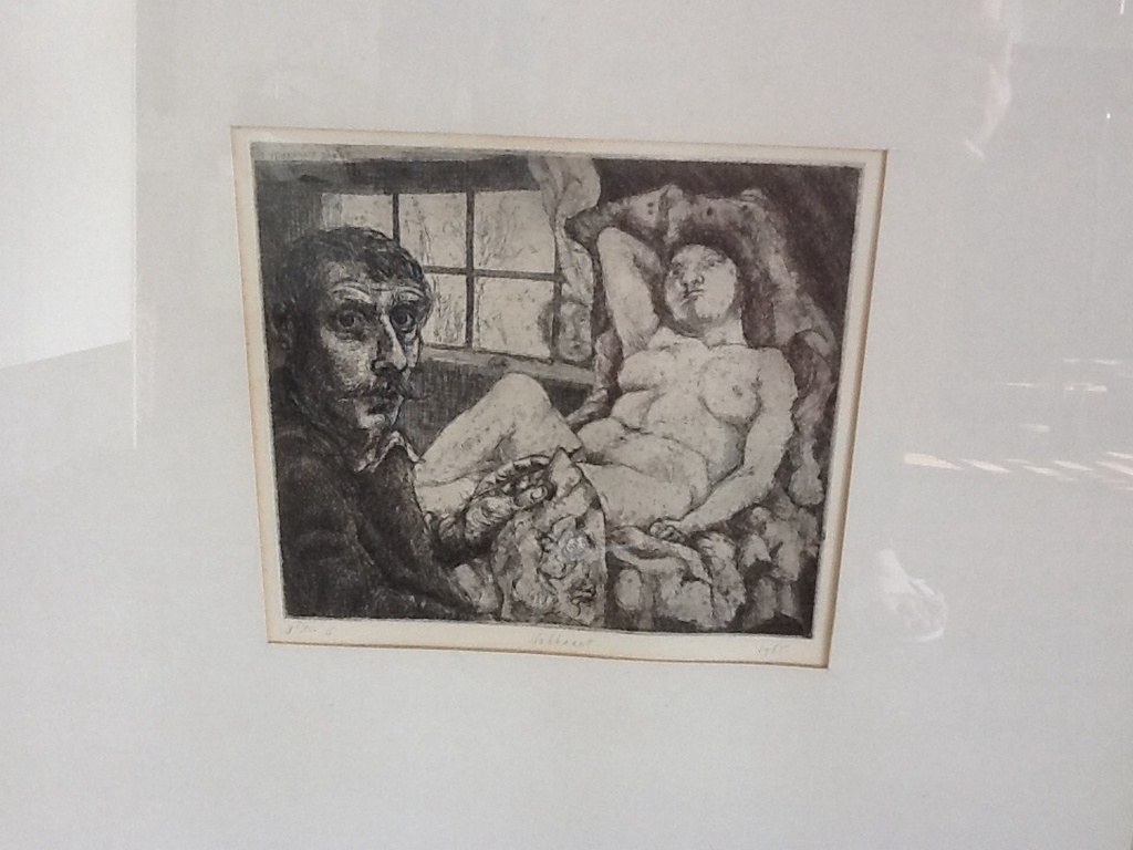 Zelfportret met model van  Fer Hakkaart ets aquatint verkocht voor € 50!