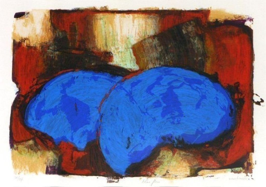 HANS VANHORCK Kleurenlitho BLUE FLOW Handgesigneerd verkocht voor € 65!