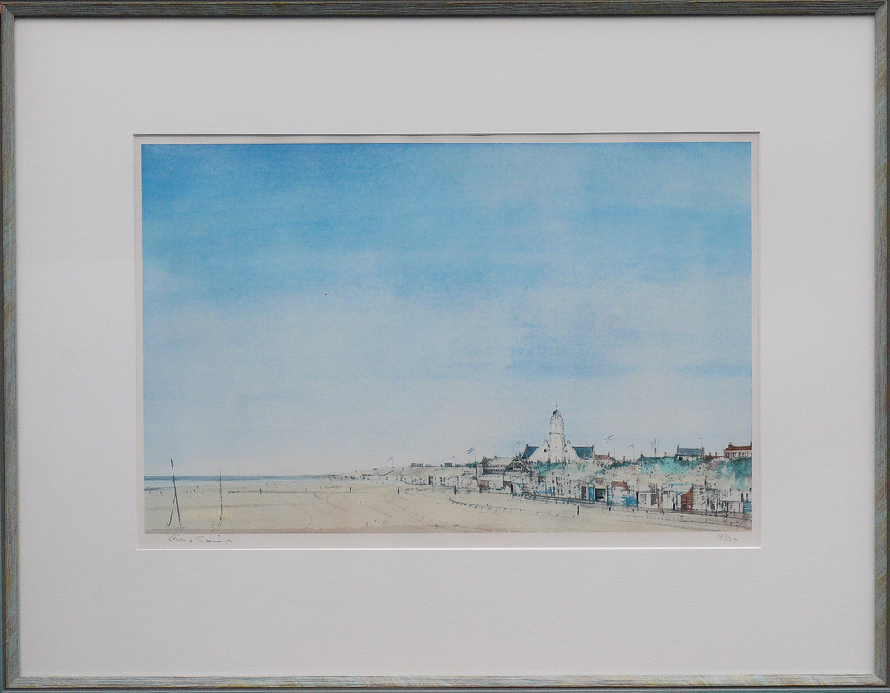 Ciano Siewert (1942): Kleurenlitho, Zicht op Katwijk kopen? Bied vanaf 68!