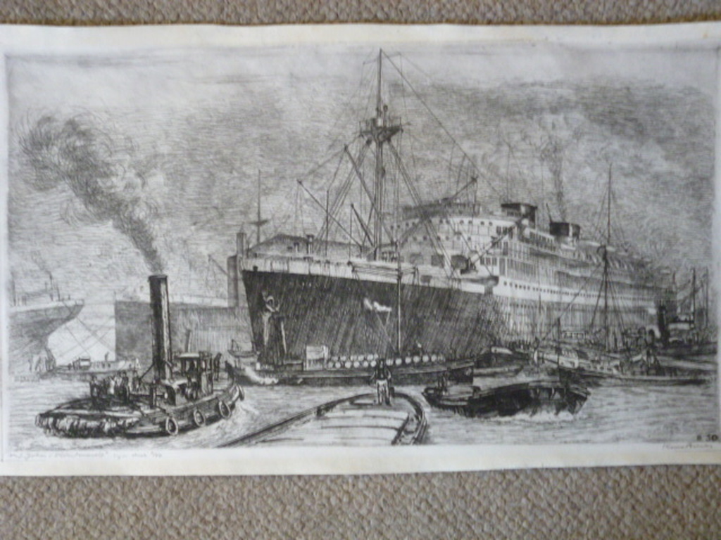 Kuno Brinks - ets - m.s. Johan van Oldenbarnevelt verkocht voor € 95!