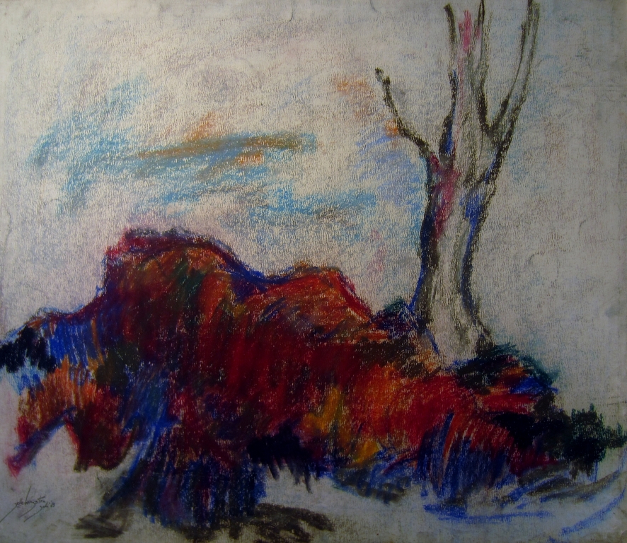 Jelle Hoogstra (1929-2003) - grote pastel 1983 verkocht voor € 40!