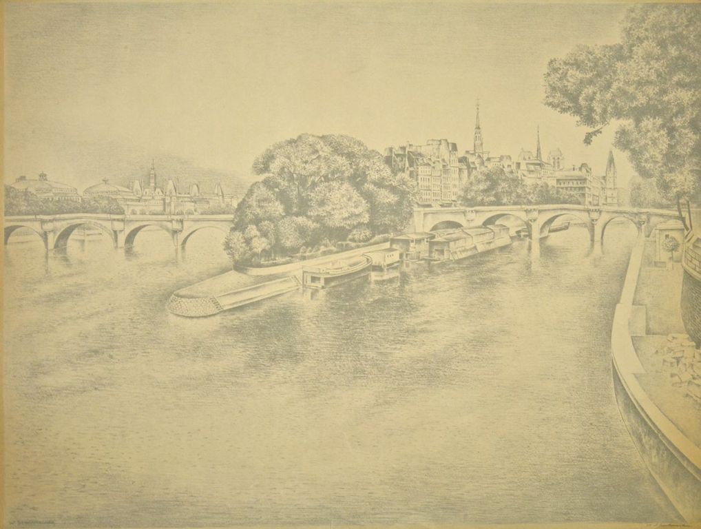 Wim Schuhmacher: Gesigneerde litho. Il de la Cite  verkocht voor € 35!