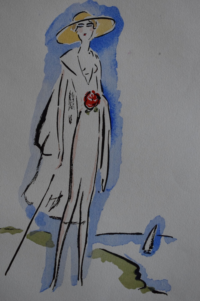 Kees van Dongen - Pochoir uit La Garconne - Elegante Dame met Wandelstok kopen? Bied vanaf 250!