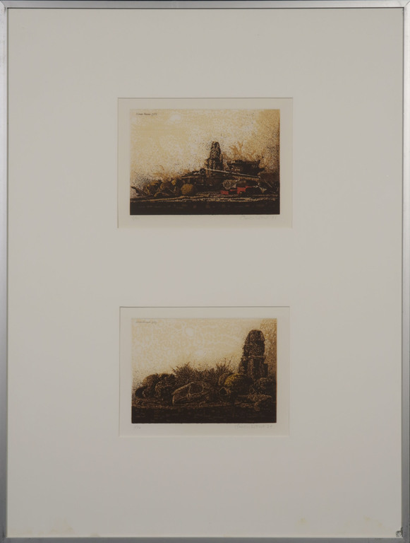 Simon Koene: 2x Ets, Egyptisch landschap - Ingelijst kopen? Bied vanaf 20!