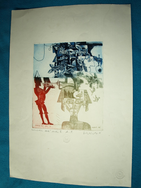 Ádám Würtz - Kleurenets - Comedia dell' Arte II - 43 x 62 cm - 1986 kopen? Bied vanaf 85!