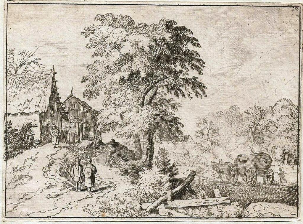 Allaert van Everdingen 1621-1675  Landschap met koets verkocht voor € 65!