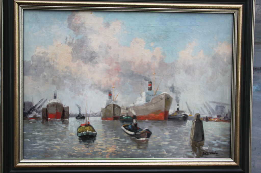 J.M.W. Kessler: schilderij op doek, haven Amsterdam kopen? Bied vanaf 100!