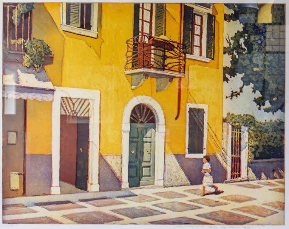 Marcel Schellekens kleuren ets - 2005 - ingelijst groot. kopen? Bied vanaf 150!