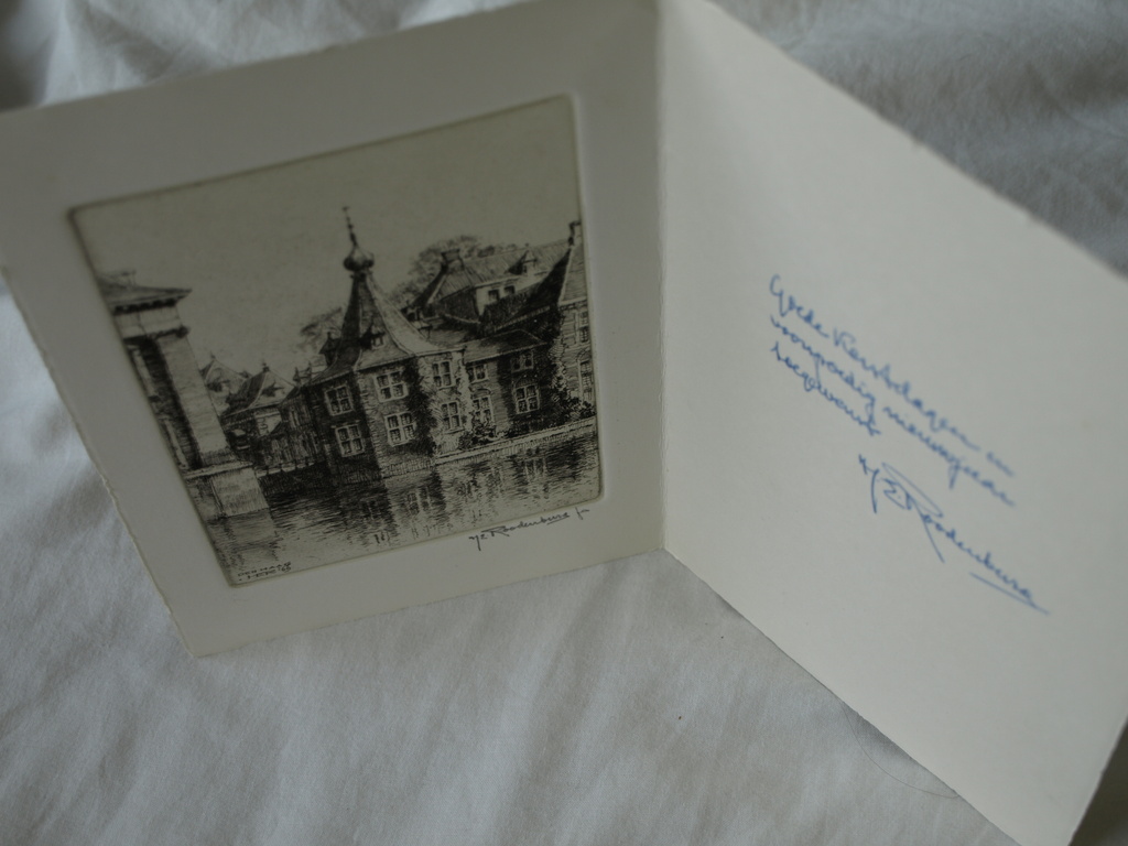 Hendrikus Elias Roodenburg : Kerstkaart met ets – Torentje Den Haag - 1969 kopen? Bied vanaf 1!