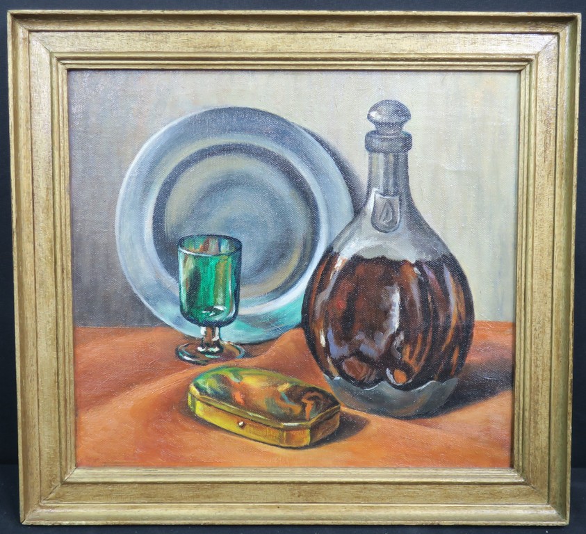 Jan Ph.A. de Vries: Olieverf op doek (maroufle), Stilleven - Ingelijst kopen? Bied vanaf 1!