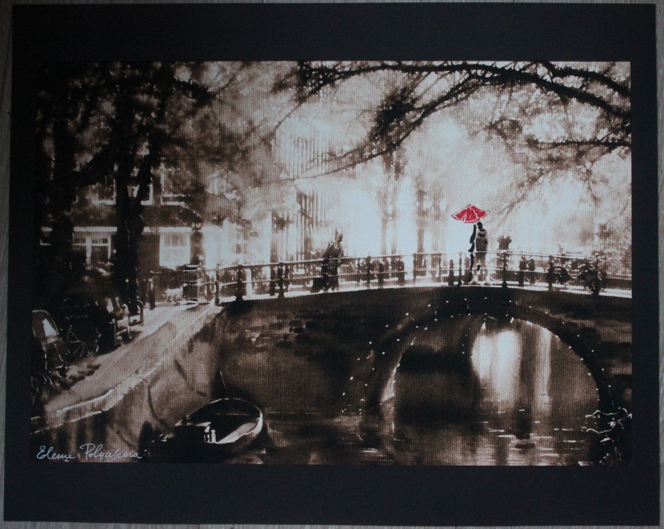 Elena Polyakova:   Amsterdamse brug, Gemengde techniek kopen? Bied vanaf 45!