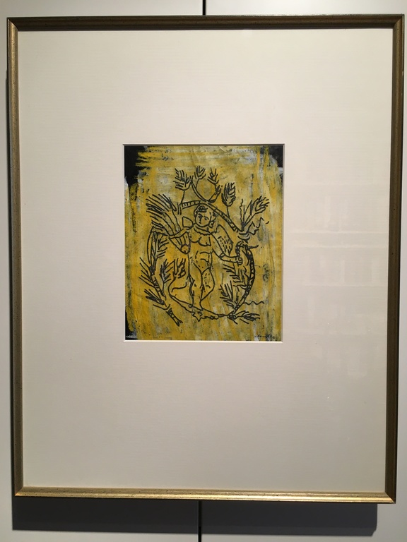 Onbekend: "Engel" kunstwerk met Acryl achter glas met mooie lijst 52x42cm verkocht voor € 40!