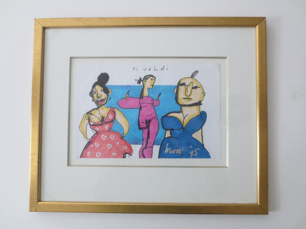 BROOD HERMAN- origineel hand gesigneerde kleuren aquarel - Vivaldi - 1995 verkocht voor € 250!