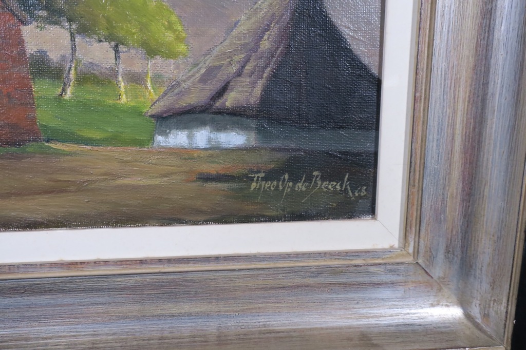 Theodore Op de Beeck: Olieverf op doek, Boerderij op de Kempen - Ingelijst kopen? Bied vanaf 50!