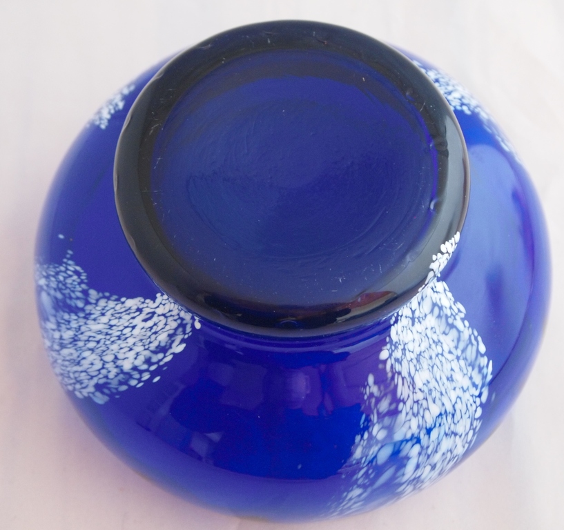 Handgeblazen cobalt blauwe glazen schaal op voet kopen? Bied vanaf 1!