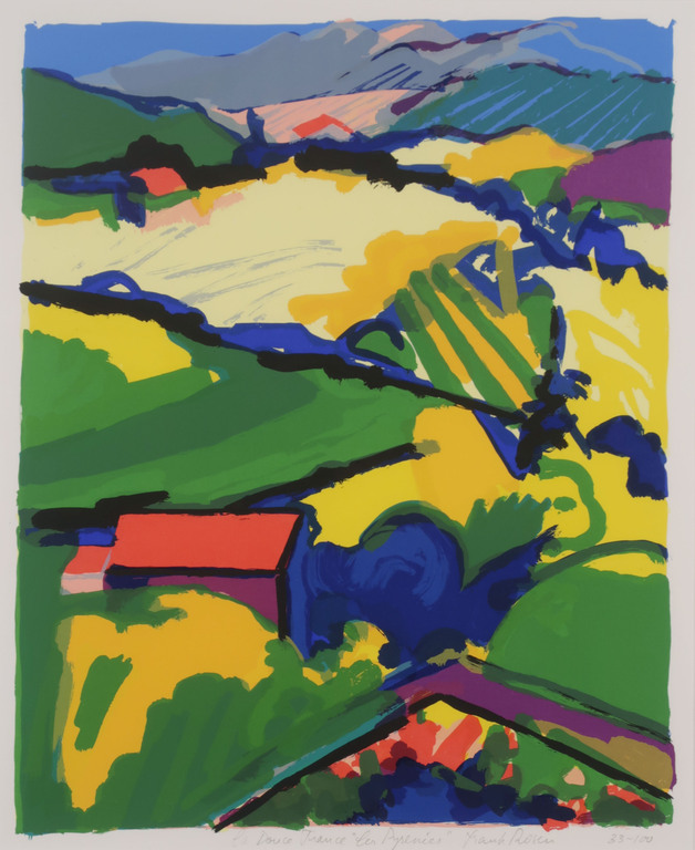 Frank Rosen: Zeefdruk, La Douce France les Pyrenees - Ingelijst kopen? Bied vanaf 20!