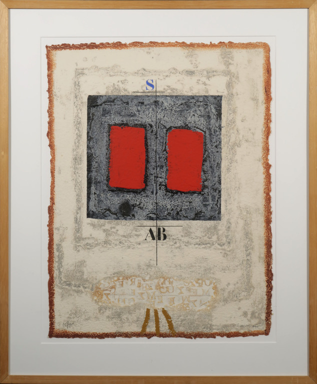 James Coignard: Carborundum, Rouge sur noir - Ingelijst verkocht voor € 140!