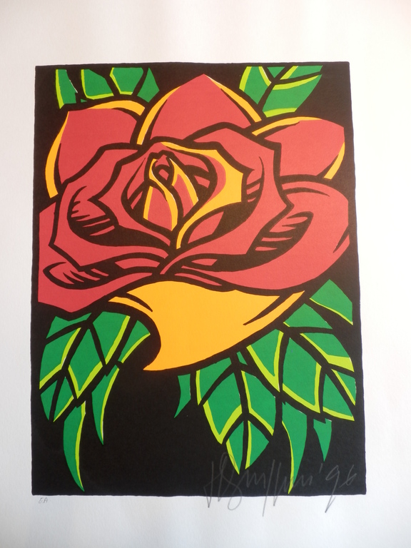 HENK SCHIFFMACHER Zeefdruk   ROOS verkocht voor € 40!