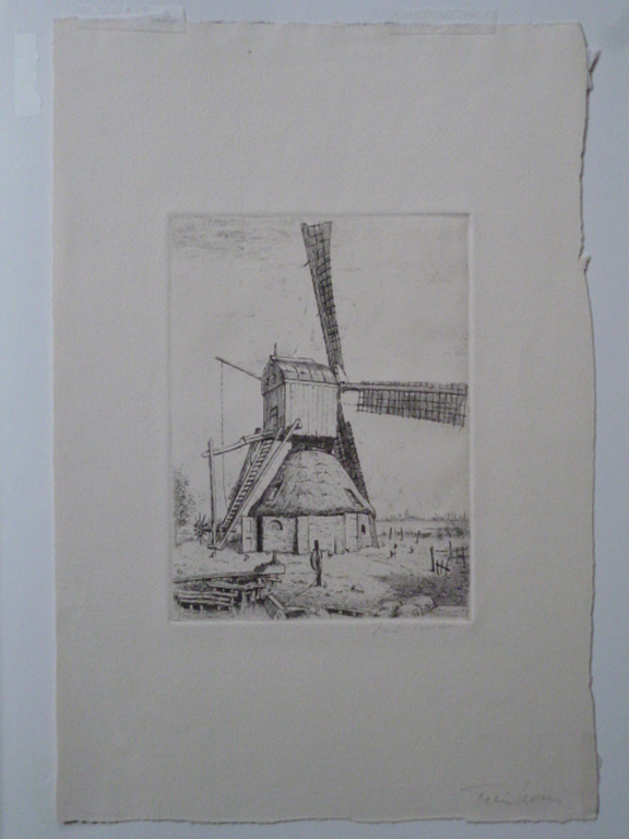 J. van Schooten - ets - Molen te Tienhoven kopen? Bied vanaf 20!