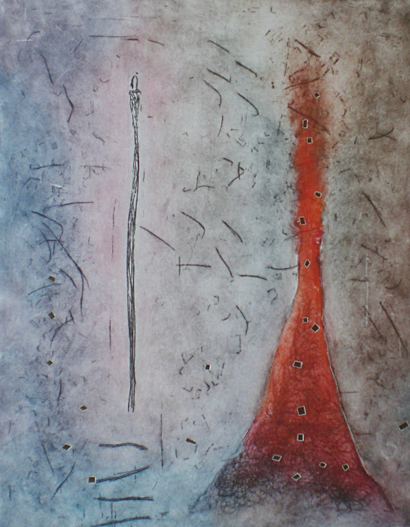 Ad Arma - Elementen (Vuur), ets (ingelijst, zeer groot) verkocht voor € 145!