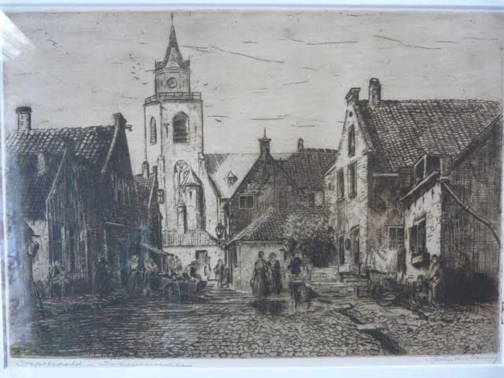 Scheveningen - M. van Waning (1889 - 1972) - Dorpsstraatje kopen? Bied vanaf 1!