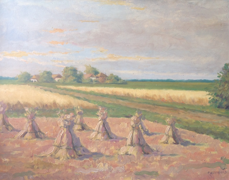 Landschap met Korenschoven, onduidelijk gesigneerd kopen? Bied vanaf 1!