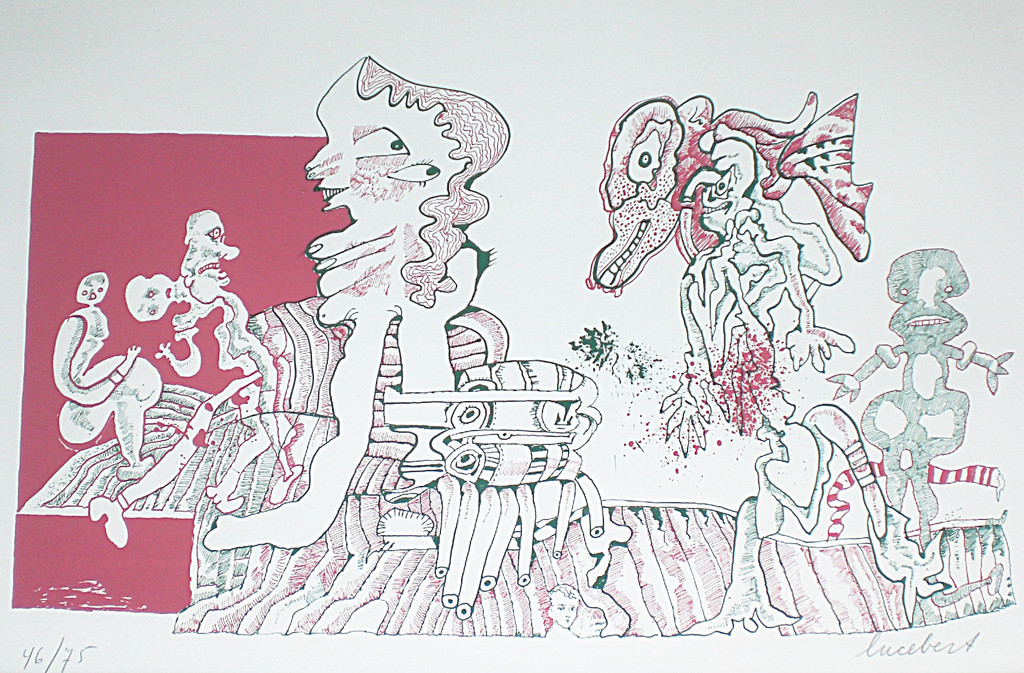 Lucebert - Buhnescreens, zeefdruk (mooi ingelijst) verkocht voor € 175!