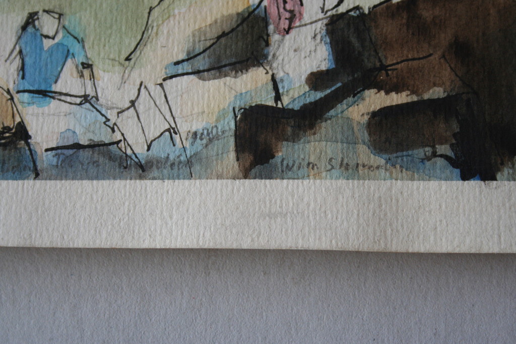 Aquarel en inkt, tafereel in de bergen, gesigneerd kopen? Bied vanaf 1!