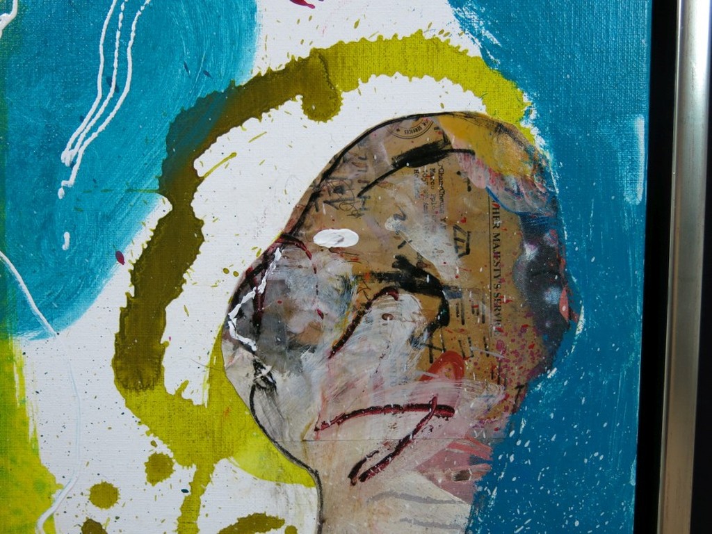 Dominique Chan: Acryl en collage op doek, Z.T. - Ingelijst (groot) kopen? Bied vanaf 250!