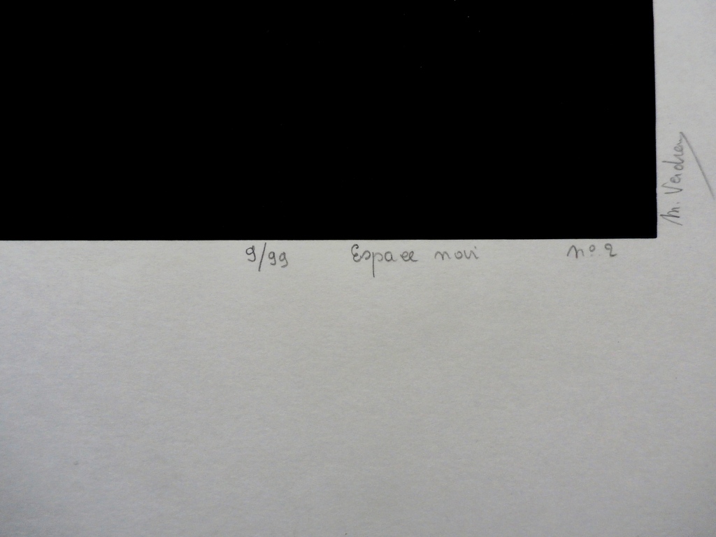 Marcel Verdren - Zeefdruk: geometrische compositie: Espace noir no. 2 kopen? Bied vanaf 150!