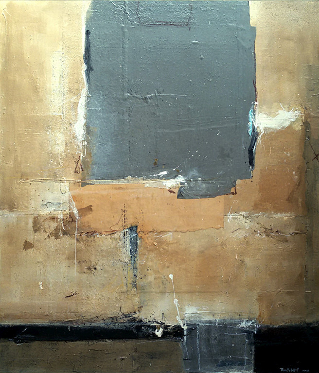 Ron van der Werf - Abstract, gemengde techniek op paneel (mooi ingelijst, groot) verkocht voor € 800!