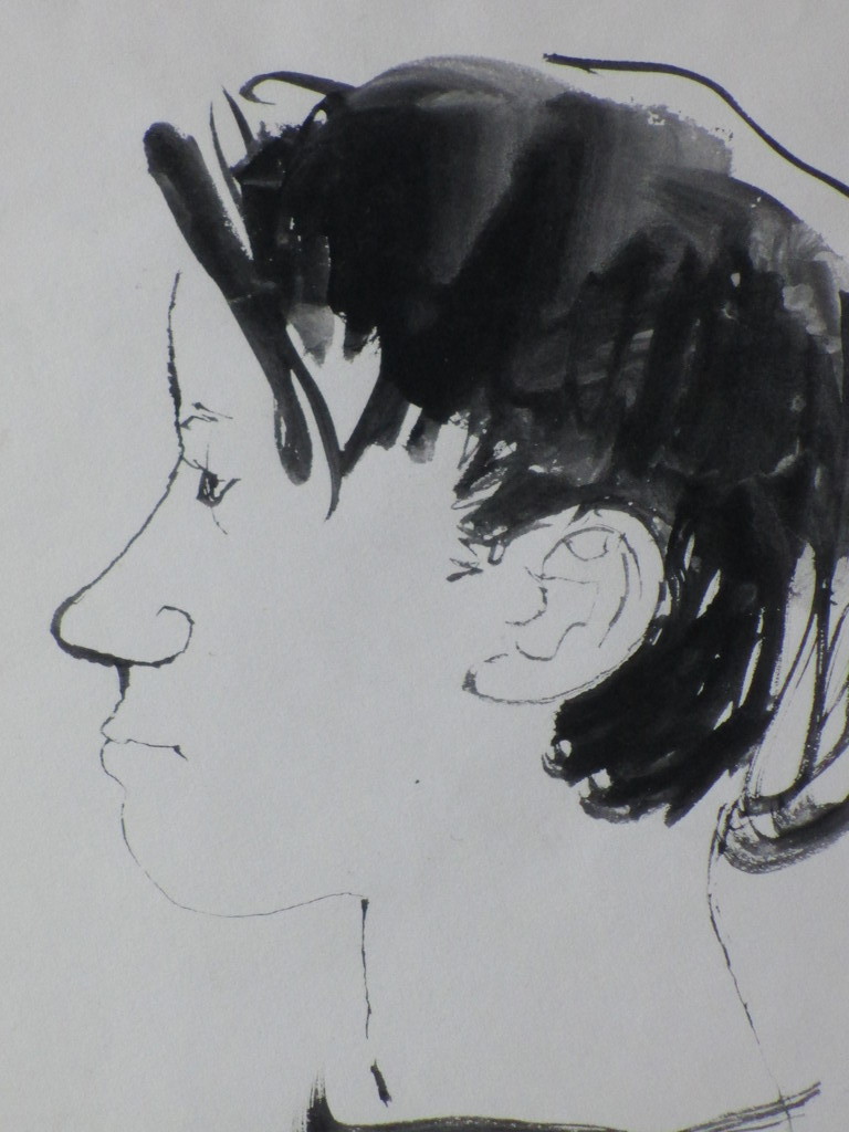 Herman Dijkstra, Jongenshoofd, Penseel-tekening kopen? Bied vanaf 30!